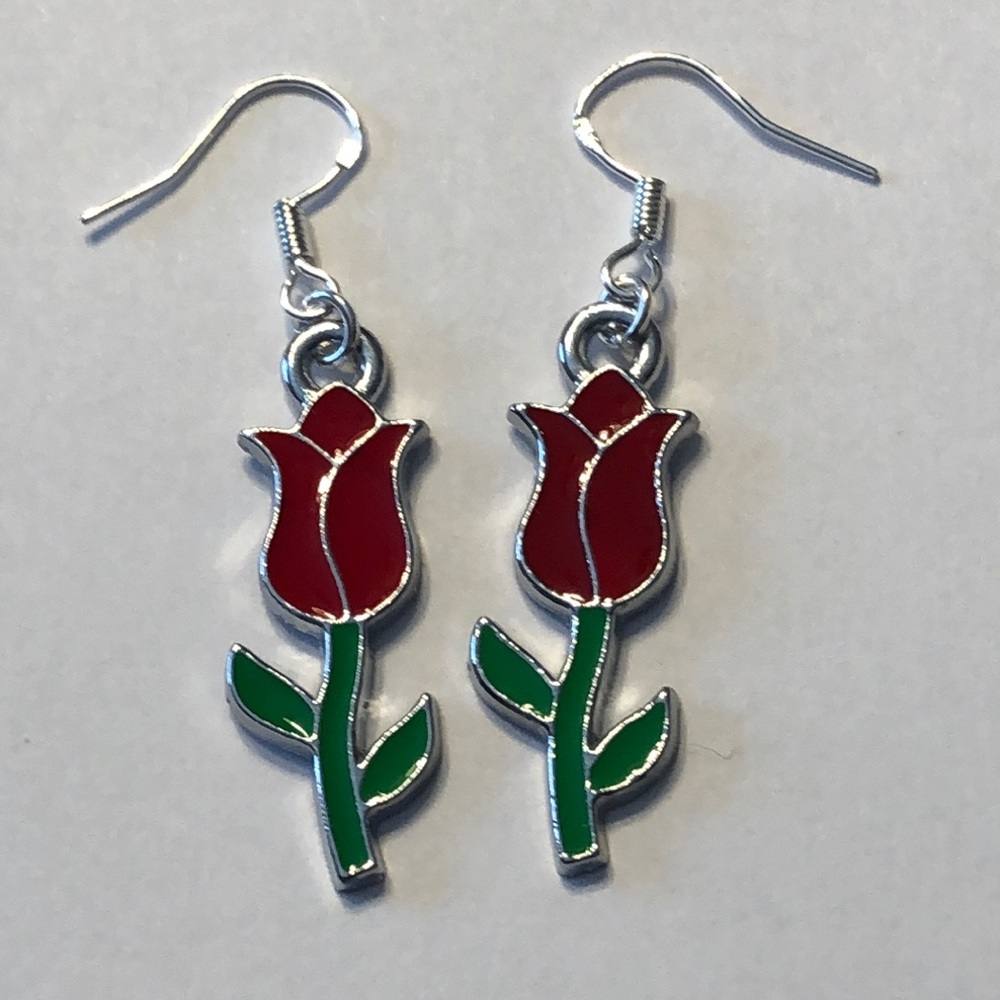 Red Tulip Earrings